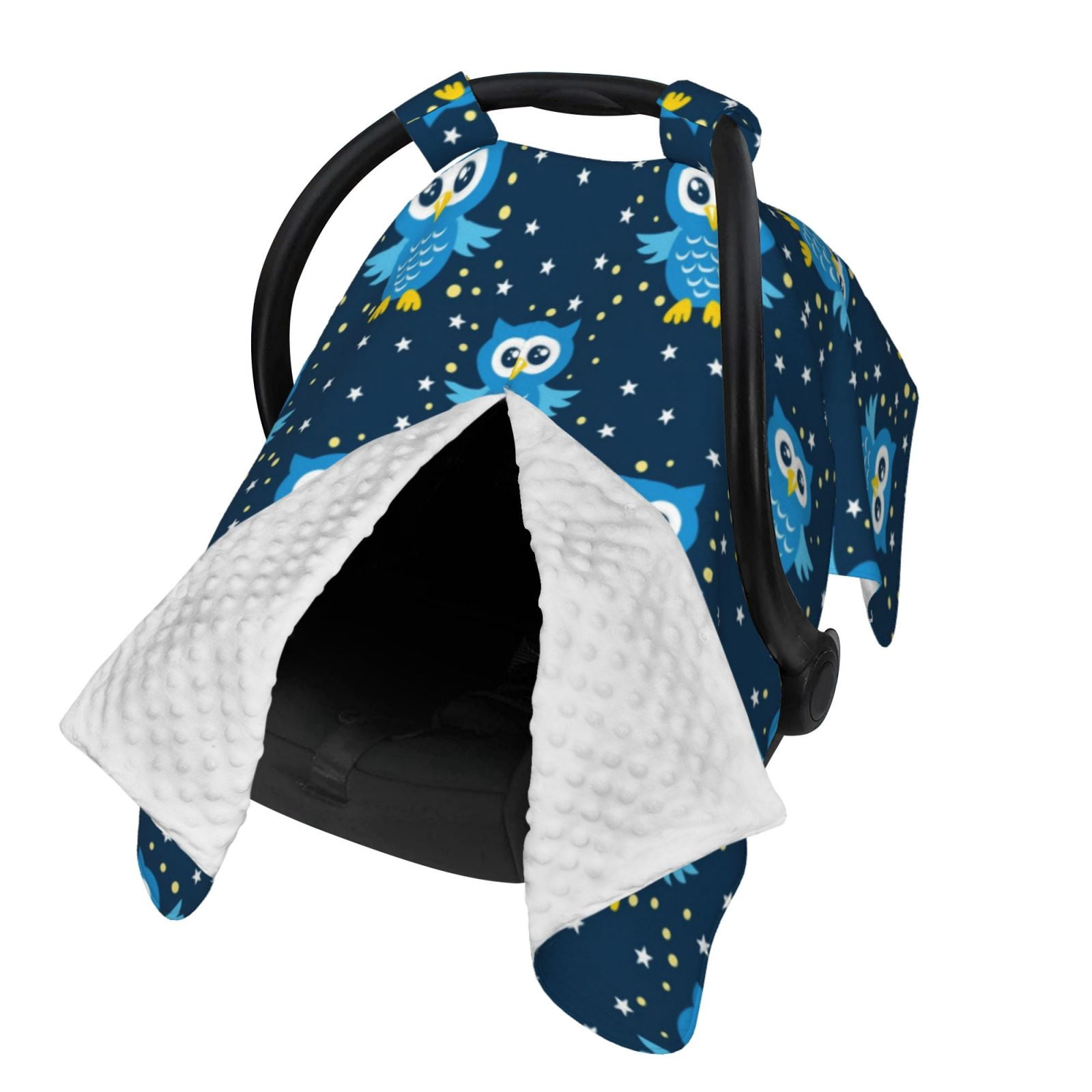 Naloa Blue Owl Baby Car Seat Cover, Breathable Baby Carrier Cover, Multiuse Baby Carrier Cover & Nursing Breastfeeding Cover