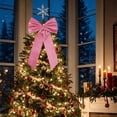 thumbnail image 5 of Large Decorative Bow, Velvet Fabric Bow, Long Tail Holiday Accent for Christmas Trees Doors and Mantels, Pink, 25.60 x 14.96 in, 5 of 6