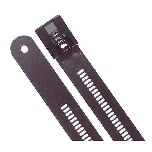 Cable Tie, 12 in L, 4 in Max Bundle Dia., Black, 316 Stainless Steel, 250 lb Strength, 10 PK