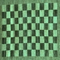 thumbnail image 1 of Ahgly Company Indoor Square Checkered Turquoise Blue Modern Area Rugs, 3' Square, 1 of 4