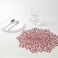thumbnail image 3 of 6 Pack Red Metallic Round Placemats Leaf Dining Table Decor, 3 of 5