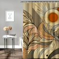 thumbnail image 2 of Shangniulu Boho Shower Curtain, Abstract Mid Century Modern Arch Sun Leaf Machine Washable Waterproof Fabric for Bathroom Bathtub Decor with Hooks, 2 of 6