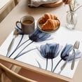 thumbnail image 3 of Placemat Set of 6 Blue Tulip Flower Placemats for Dining Table Floral Washable Table Mats for Kitchen and Party Decor Indoor & Outdoor Use, 3 of 8