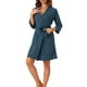 thumbnail image 2 of Bata de baño de waffle para mujer INSPIRE CHIC, suave de chenilla, kimono, spa y baño, longitud media, color azul marino, 2 of 6