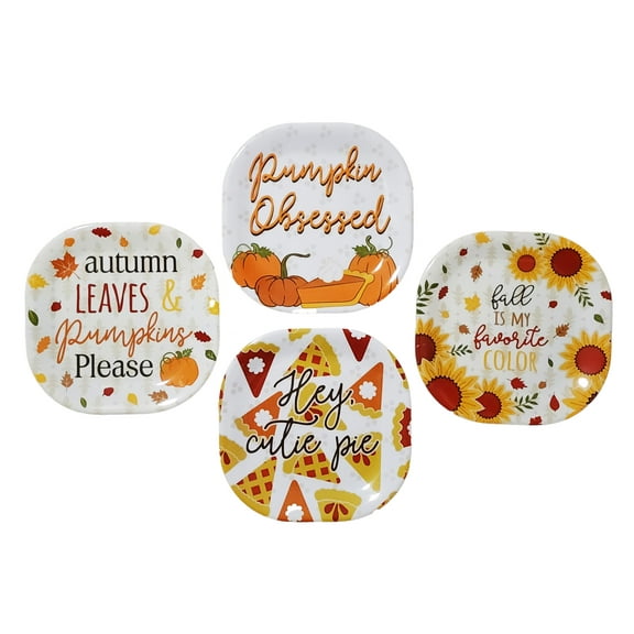 Kane Home 8-Inch Melamine Thanksgiving Appetizer Plates, Set of 4
