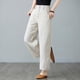 thumbnail image 2 of Pantalones de lino con cintura elástica para mujer, pantalones holgados informales de verano, 95 % algodón, bolsillos laterales, tallas M-XXL, para múltiples ocasiones, 2 of 8