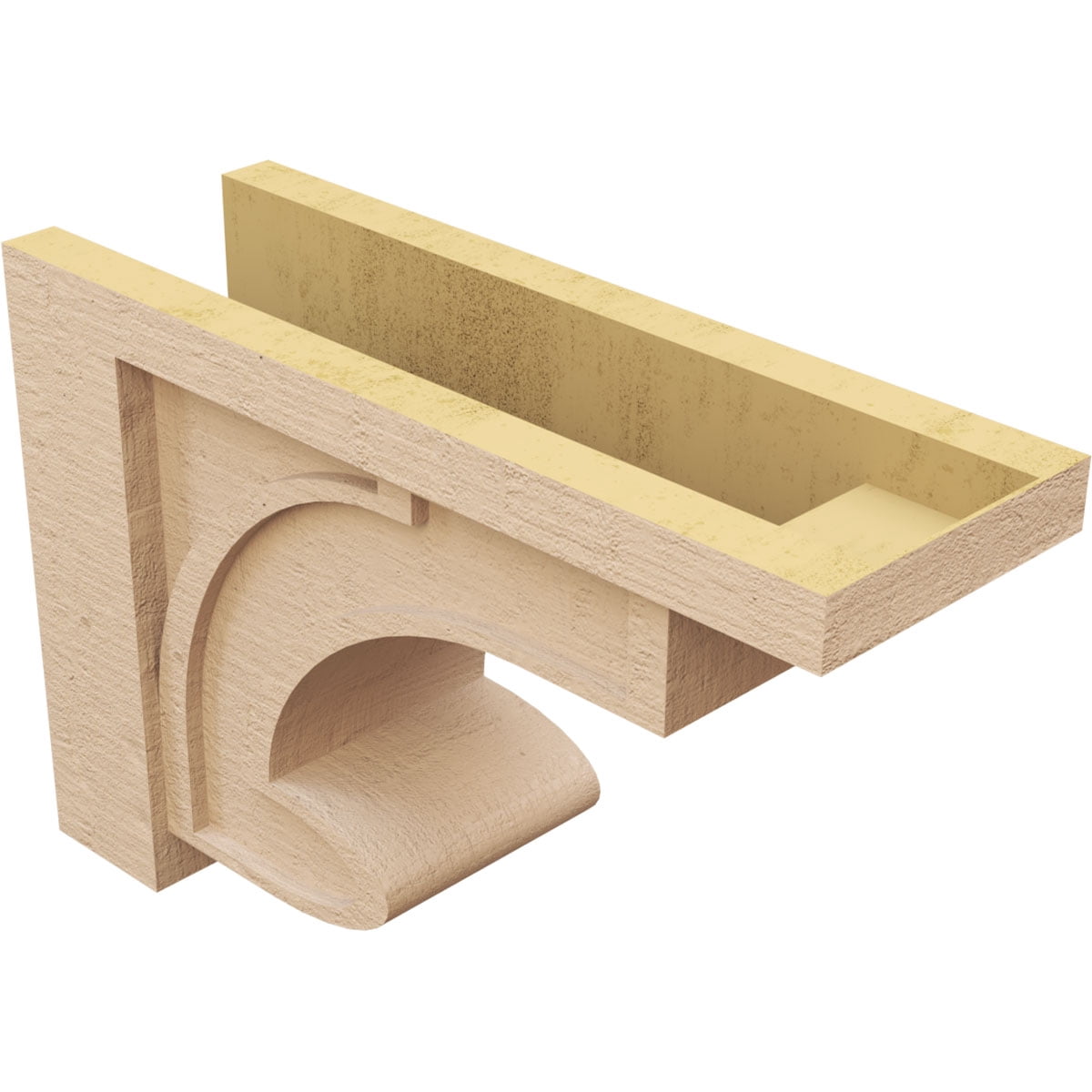 8"W x 24"D x 16"H Classic Alma Rough Cedar Woodgrain TimberThane Corbel, Primed Tan