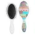 thumbnail image 2 of Rustic Home Decor Hair Brush, Minimalist Tribal Detangling Comb with Waves & Stripes Design, Artistic Bohemian Paddle Brush for Daily Use, 2 of 8