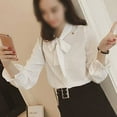 thumbnail image 2 of CENL Women Bow Long Sleeve French Style Casual Vintage Female shirt, 2 of 9