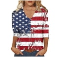 thumbnail image 6 of Lorytime Forth of July Outfits Women Patriotic Graphic Tops Red White and Blue Clothes 3/4 Sleeve Holidays Wear 7-White M, 6 of 7