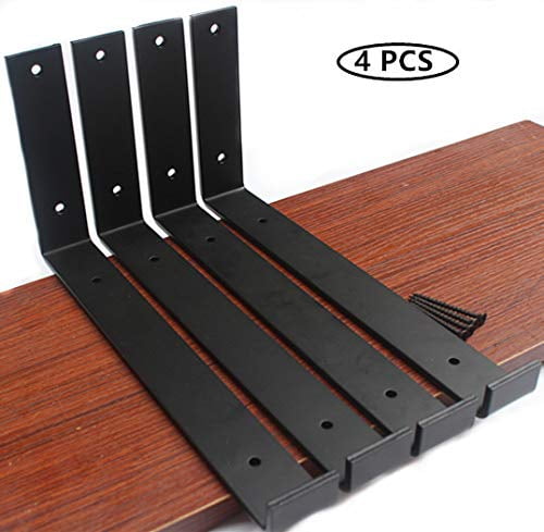 2/4pcs Wall Metal Shelves Support Rustic Floating Bracket Shelf Holder w/ 1" Lip 
