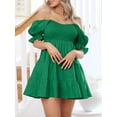 thumbnail image 2 of Biezeib Women Summer Mini Cocktail Dress Short Puff Sleeve Off Shoulder Tiered Ruffle Dresses, 2 of 6