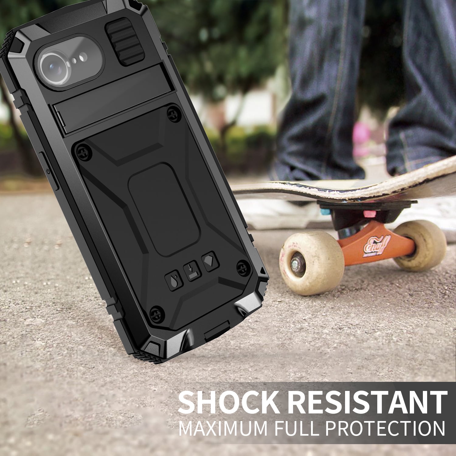 for iPhone 16e Armor Cover Case with Screen Protector, with Built-in 360° Rotate Ring Stand Heavy Duty Protection Cover Case for Apple iPhone 16e, Black