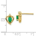 thumbnail image 3 of Real 14kt Yellow Gold Emerald and Diamond Heart Earrings; for Adults and Teens; for Women and Men, 3 of 3