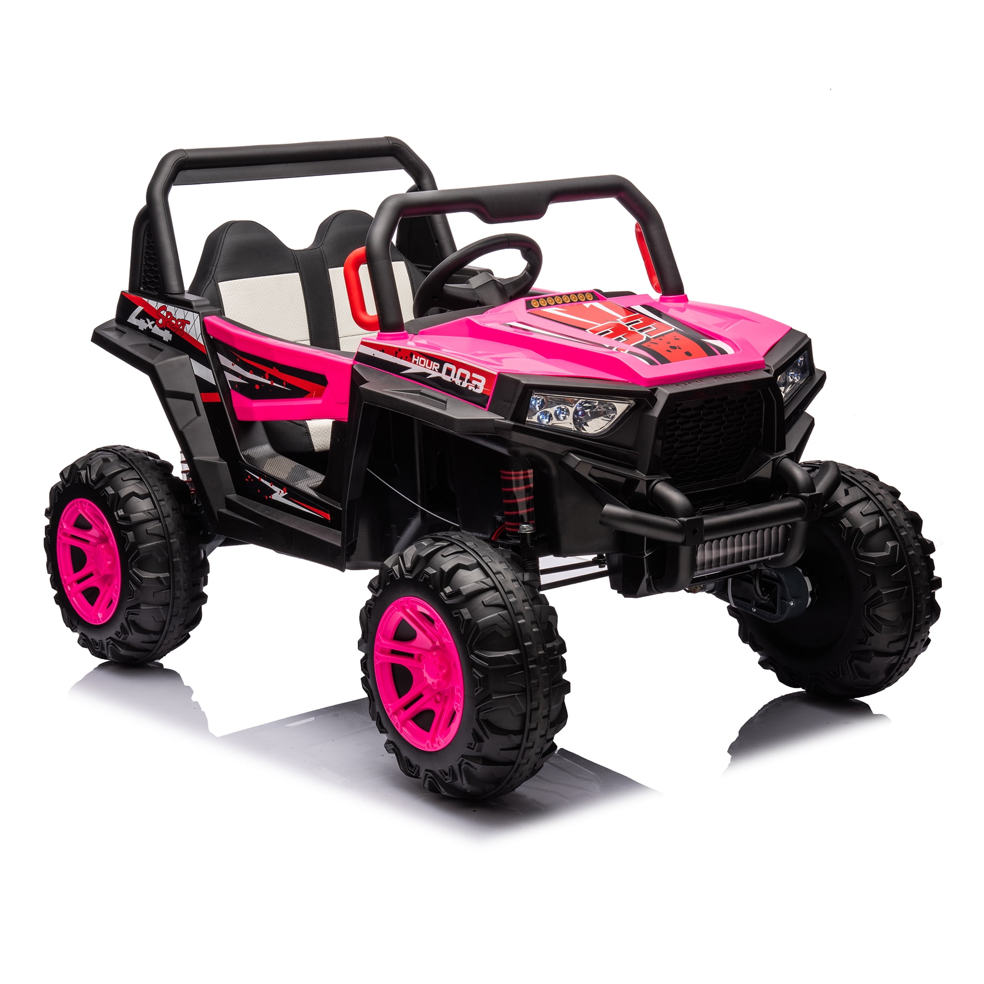 CIPACHO 12V Powered Ride Ons for Kids, 4 Wheel Drive Electric Buggy Car with 2.4G R/C, Seat Belt Four Wheel Absorber, Pink
