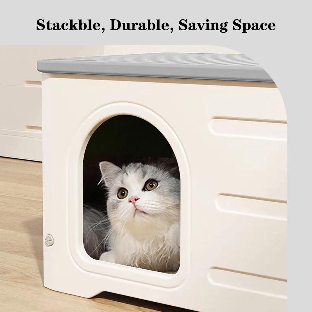 Pempet Plastic Cat House Waterproof Cat Shelter for Outdoor Indoor