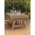 thumbnail image 2 of Outdoor Tablecloth with Umbrella Hole and Zipper, Boho Geometric Abstract Floral Rectangle Table Cloth 60x84 Inch Waterproof Tablecloth, Vintage Ethnic Flower Textured Picnic Table Cover for Patio, 2 of 7