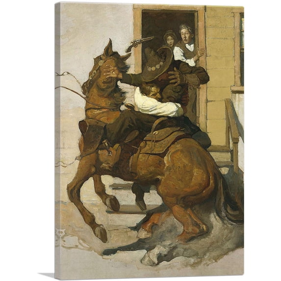 ARTCANVAS But Sir Henry Caught Greaser Around Waist Swung Canvas Art Print by Newell Convers Wyeth - Size: 12" x 8" (0.75" Deep)