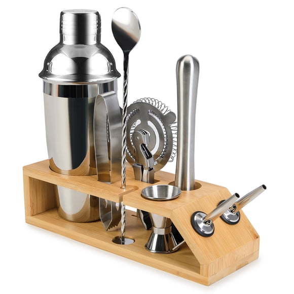 Lubardy Shaker Cocktail Kit, 10 Piezas Cocktail Bar Set Kit Profesional Utensilios de Bar, 750ml Coctelera Bartender Kit y Accesorios de Acero para Mezclar Bebidas, Hogar