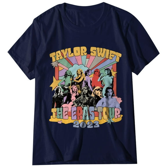 TayIor Swft Concert Music Album Womens Tshirts Tay Eras Tylor Shirts Women Singer Fans Short Sleeve T-shirts Music Tay Lover Gifts Printed Tees Tops TKFASHION Navy L