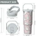 thumbnail image 5 of 1pc Cat 30oz Tumbler with Straw & Handle - Insulated Stainless Steel Cup | Holiday Gift for Man Women (Christmas, Valentine's, Birthday), 5 of 7