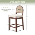 thumbnail image 3 of Hawsaiy Farmhouse Rattan Counter Height Bar Stools Set of 2, Chenille Upholstered Kitchen Island Chairs with Solid Wood Frame, Walnut, 3 of 8