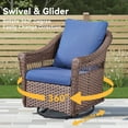 thumbnail image 2 of PPorfamilia Outdoor Swivel Chair, Patio PE Wicker Rocker Chair with Removable Navy Cushions, All-Weather Single Chair for Backyard Porch Deck Garden, 2 of 8