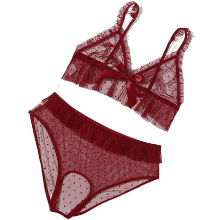 

Polka Dot Sexy Sets Burgundy Plus Size Sexy Lingerie (Women s)