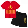 thumbnail image 3 of Conjunto de camiseta y pantalones cortos con estampado de estrellas CR7 de algodón para niños y niñas de 3 a 13 años en edad preescolar, ropa informal para niños Sunshine, 3 of 5
