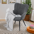 thumbnail image 3 of MoNiBloom Upholstered Armchair, Accent Chair with Metal Leg, Shell Shape Cotton-linen Single Sofa Chair, for Living Room Bedroom, Lava Gray, 3 of 9