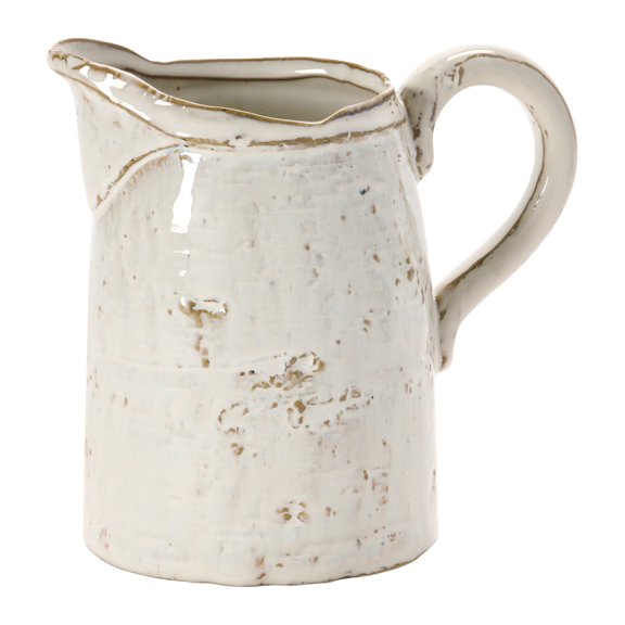 Creative Co-Op 28 oz. Stoneware Pitcher, Reactive Glaze, White (Each One Will Vary)