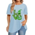 thumbnail image 2 of Pxiakgy Vente Chaude! T-Shirt Trèfle de la Saint-Patrick pour Femmes Chanceux Irlandais Manches Courtes T-Shirt Graphique Trèfle Mode Décontractée Col Rond Manches Courtes Imprimé, 2 of 6