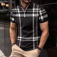 thumbnail image 2 of CONZONE Men's Polo Shirt Short Sleeve Casual Polo Shirt for Men Plaid Breathable Slim Fit Cozy Summer Golf Shirts, 2 of 7