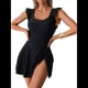 thumbnail image 3 of Traje de Baño de una Pieza para Mujer, Traje de Baño Adelgazante con Volantes y Lazo Lateral Negro S, 3 of 9