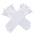thumbnail image 1 of Guantes de encaje para mujer, guantes de muñeca con lazo, guantes de boda para noche Blanco, 1 of 9