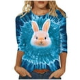 thumbnail image 2 of Cavosen Happy Easter T Shirts for Women 3/4 Length Sleeves Summer Bunny Tie Dye Print Pullover Blouse Crewneck Festival Shirts Vacation Holiday Tops Casual Dressy Tees XL, 2 of 5