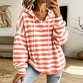 thumbnail image 2 of Raeneomay Women's Striped Hoodie - Drawstring Long Sleeve Pullover Top, 2 of 6