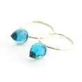 thumbnail image 2 of Galaxy Gold 14K Solid Gold Natural Blue Topaz Hoop Earrings for Women - Yellow Gold Fine Jewelry, 2 of 2
