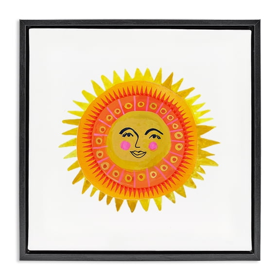Stupell Industries Eccentric Bohemian Sun Black Framed Floater Canvas Wall Art, design by Katherine Herrell Studio