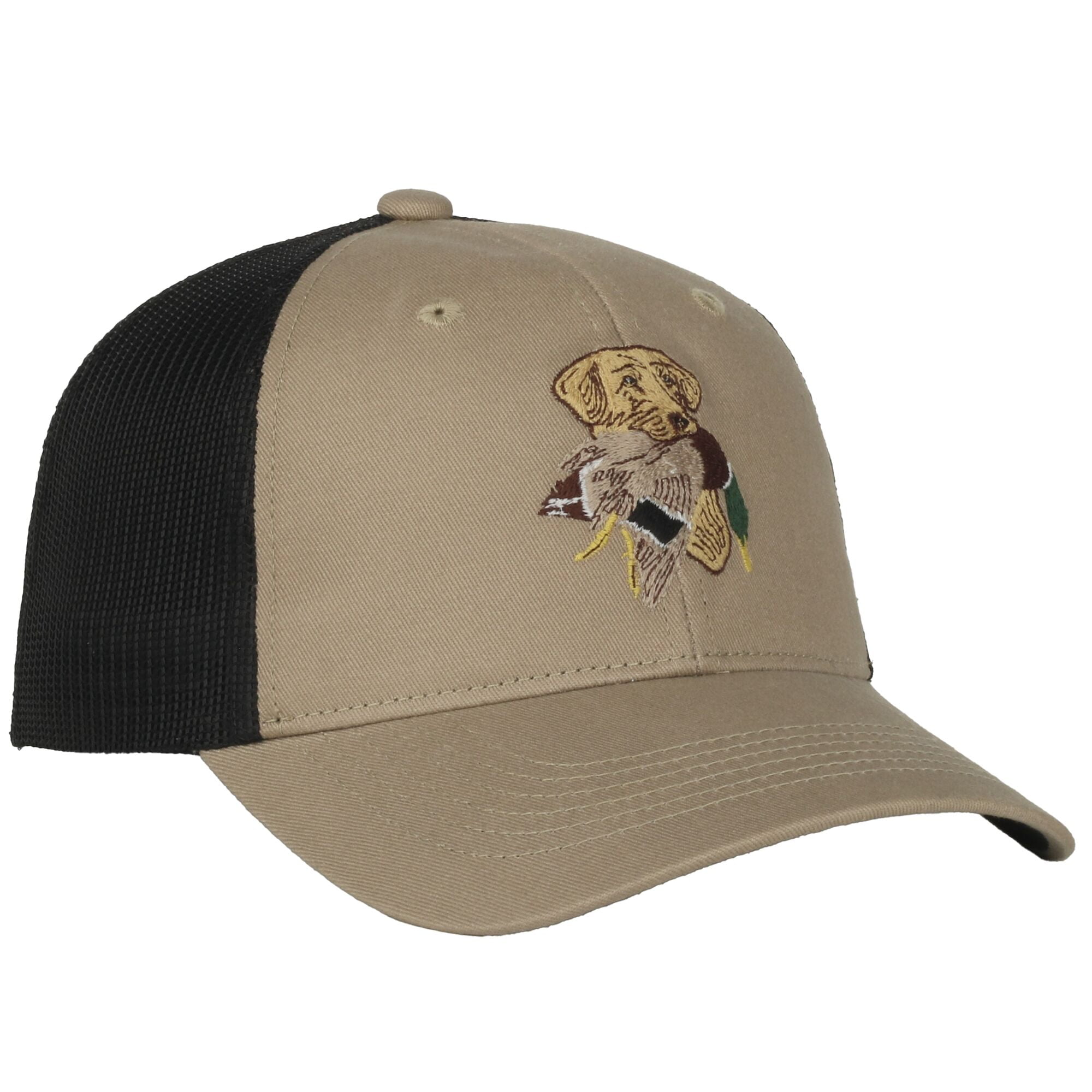 Outdoor Cap Duck Hunting Hat - Cotton Trucker Cap for Men, Mesh Back, One Size, Khaki/Black