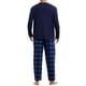 thumbnail image 3 of INSPIRAR CHIC Conjunto de Pijamas de Dos Piezas para Hombre, de Manga Larga, Color Sólido, Patrón de Cuadros, Azul Oscuro, 3 of 5