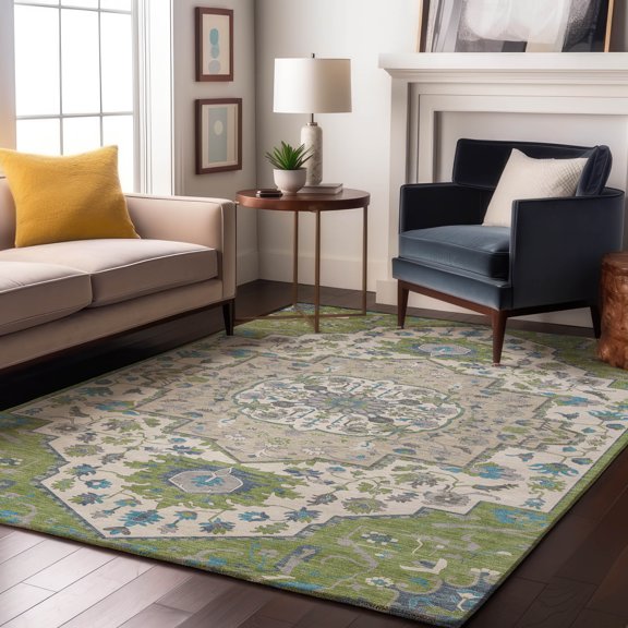 Addison Rugs Mayfield Premium Machine Washable Traditional Oriental Aloe Rectangle Rug, 9' x 12'