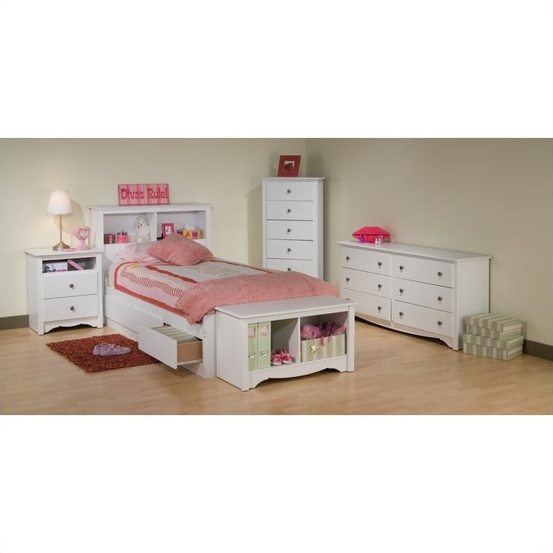 Prepac Monterey White Twin Wood Platform Storage Bed 4 ...