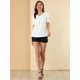 thumbnail image 2 of Allegra K Blusa casual con cuello en V y cuello con volantes para mujer blanco M, 2 of 6