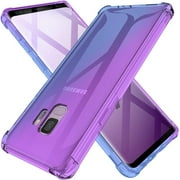 KIOMY Galaxy S9 Case Clear Cute Gradient Shockproof Bumper Protective Case for Samsung Galaxy S9 Soft TPU Slim Fit Flexible Cell Phone Back Covers for Women Girls Rubber Silicone (Purple/Blue)