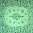 thumbnail image 1 of Ahgly Company Machine Washable Indoor Square Medallion Turquoise Blue Traditional Area Rugs, 7' Square, 1 of 4