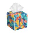 thumbnail image 1 of Balery Colorful Fish 1 Porta Pañuelos de Cuero con Estampado – Funda Moderna Cuadrada para Caja de Pañuelos, Dispensador 5x5x5'', 1 of 7