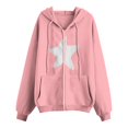 thumbnail image 5 of Xudanell Zip up Hoodie Women Baggy Sweatshirts Solid Color Stars Hoodies Plus Size Gym Clothes for Women Pink XL, 5 of 5