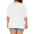 thumbnail image 3 of Agnes Orinda Women's Plus Size Tops Cold Shoulder Short Sleeve Crew Neck Blouse Solid Summer Casual Shirts 1X White, 3 of 6