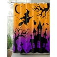 thumbnail image 2 of Fsddascl Halloween Shower Curtain Set - 72" x 78" Washable Bathtub Curtain with 12 Hooks, Ghost Castle Bat Witch Gradient Orange Purple Waterproof Fabric Stall Shower Curtains for Bathroom/Bathtub, 2 of 6